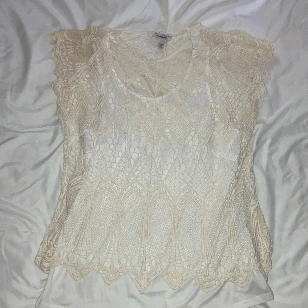 Dressbarn Cream Lace Blouse